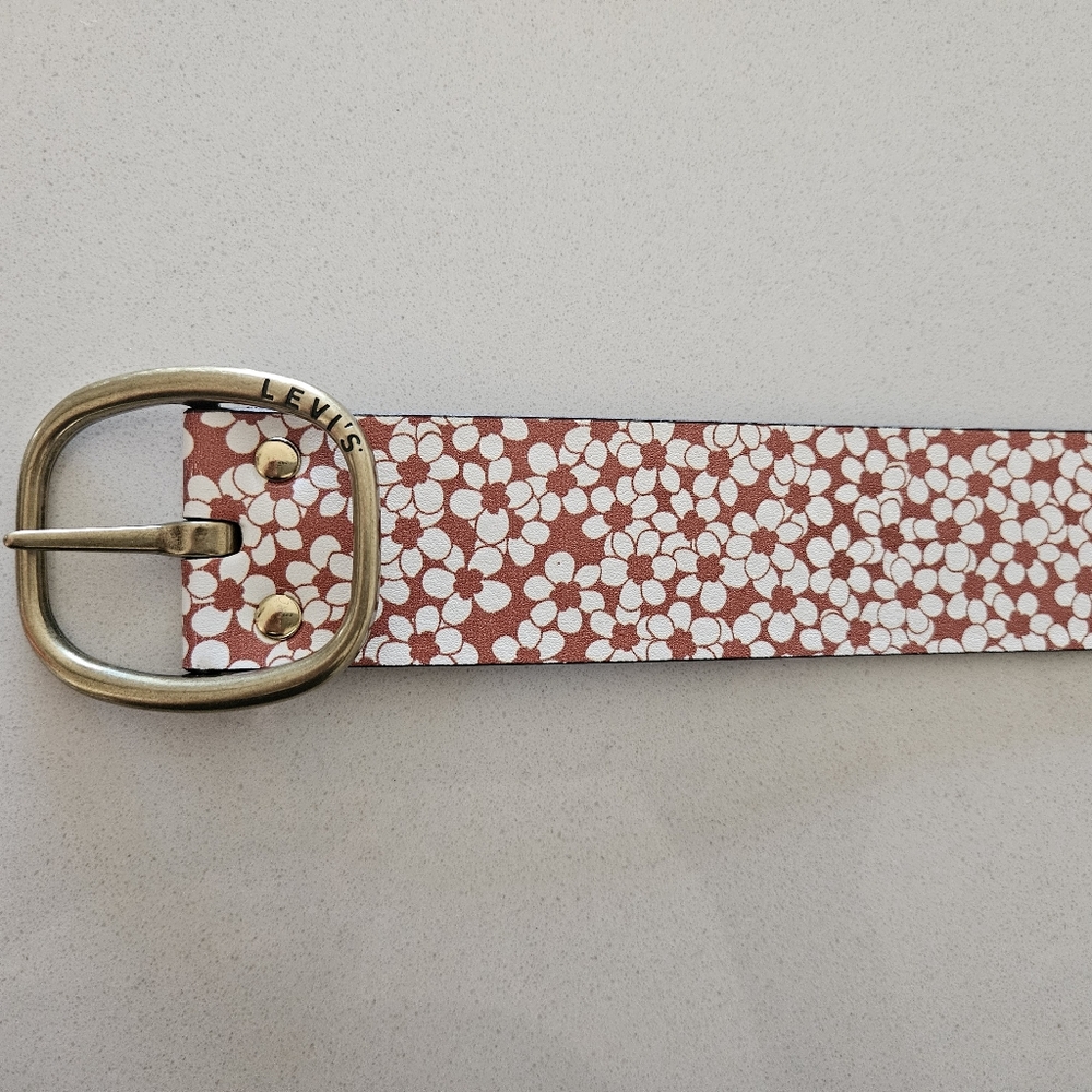 Levi's Women's Floral Belt - Brown and White